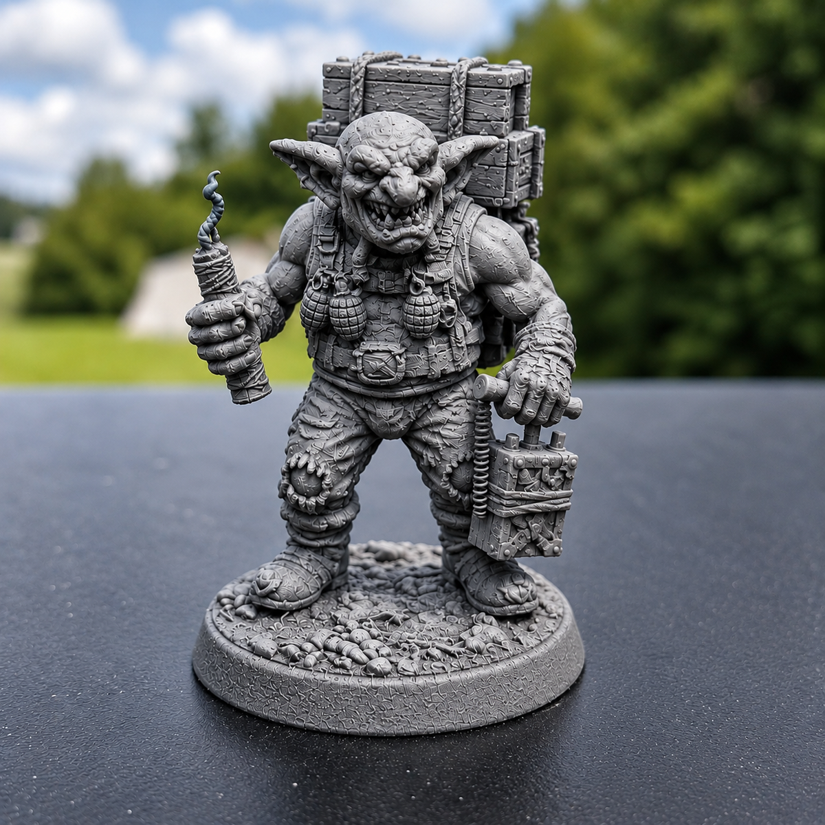 Dyno Mike 32mm GrimSpoil Explosives Expert Unpainted Resin Physical Tabletop Miniature