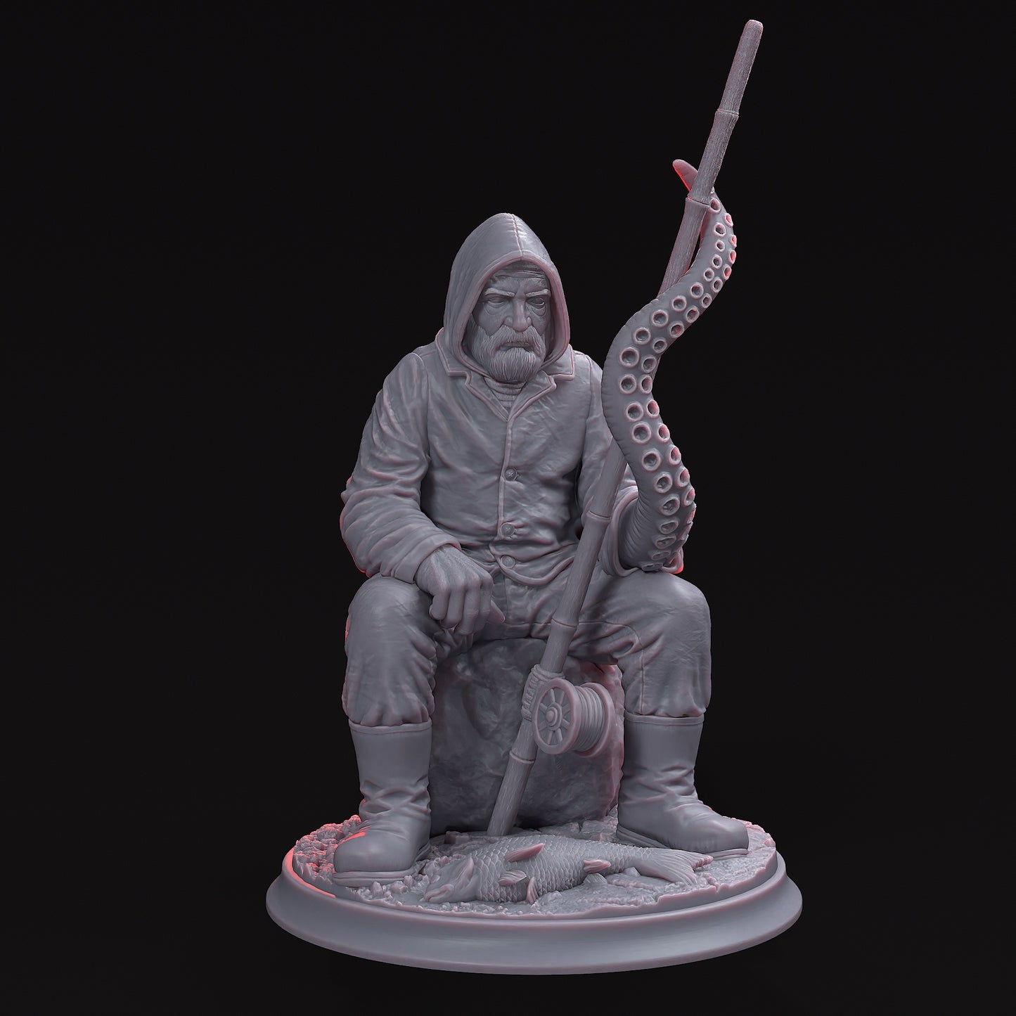 Don Francisco – Watcher of the Abyss STL file, a cursed relic from the Black Sons of Loyola universe, featuring a mysterious figure with one arm of flesh and one arm gifted by the deep.