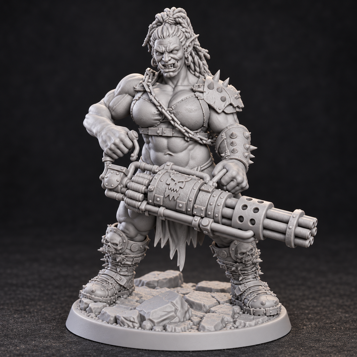 Morga Alefist — Female Ork Gunner | GRIMSPOIL Resin Miniature
