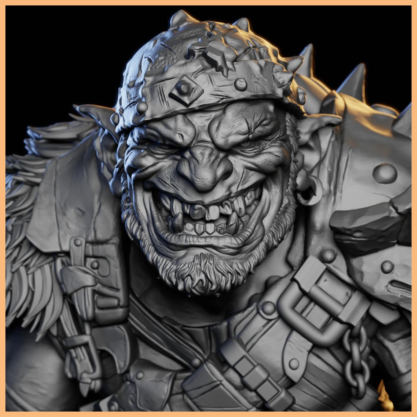 GRIMSPOIL IRON GRIN MOB MACHINE GUNNER 32mm STL miniature highlighting the goblin-engineered heavy weapon and the Menacing Ork figure, ideal for collectors and fantasy tabletop games.