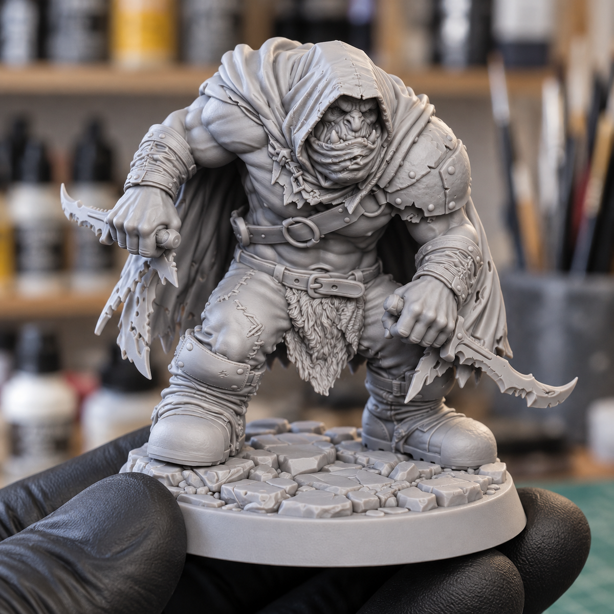 Skarn Nightgouge — The Hooded Butcher | Ork Assassin Miniature | 16K Elegoo Tough Resin