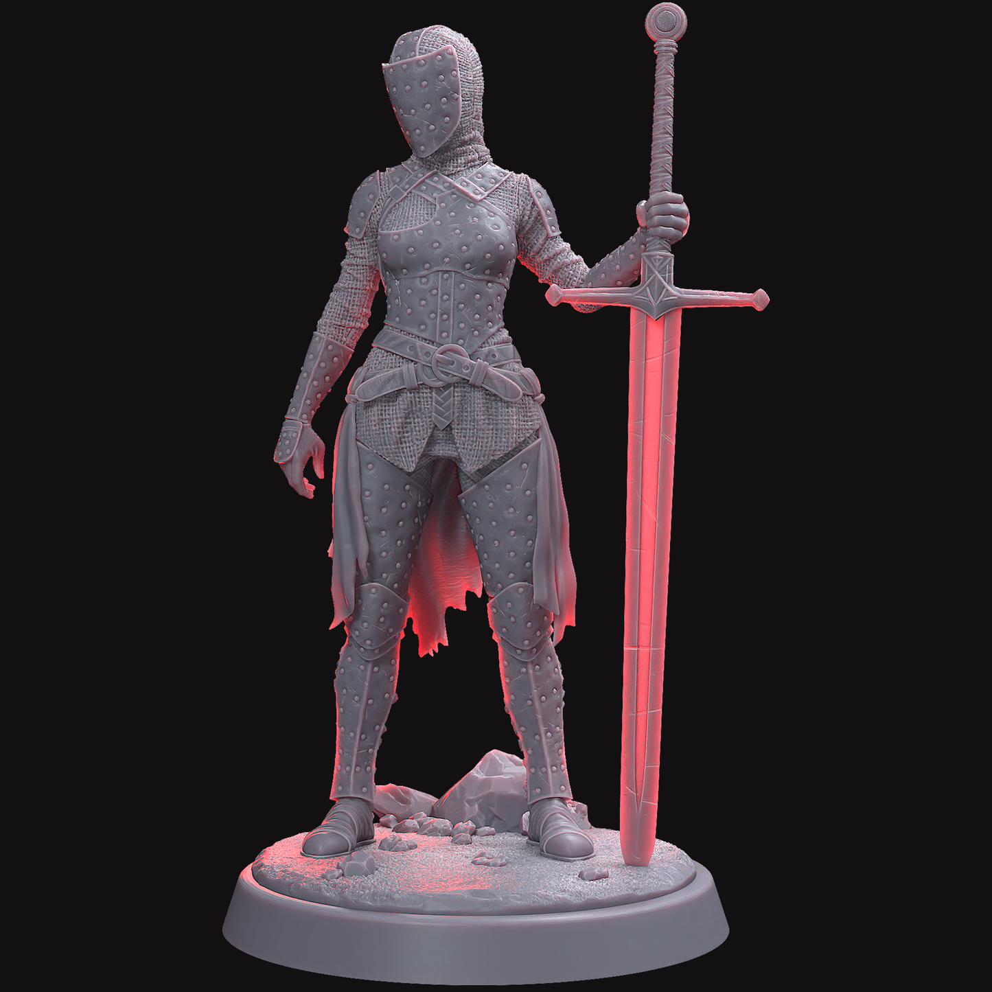 An artistic representation of ILYSS VEYRA – THE BLIND FURY, showcasing her fierce demeanor and unique attributes, including her masked face and wielded sword, symbolizing her vengeance and transformation into a formidable predator.