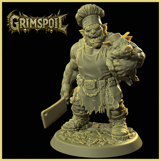 GrimSpoil Iron Grin Mob Boss Hog 32mm STL Miniature for 3D Printing — Ork Chef