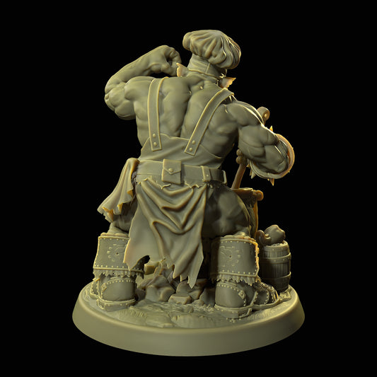 Boss Hog Cooking STL File — GrimSpoil Ork Chef Miniature