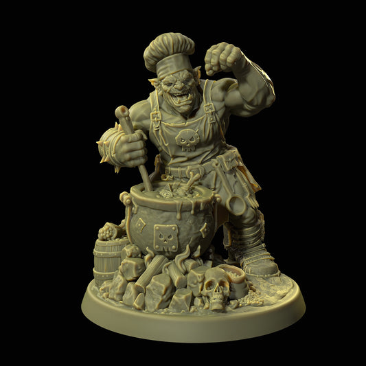 Boss Hog Cooking STL File — GrimSpoil Ork Chef Miniature