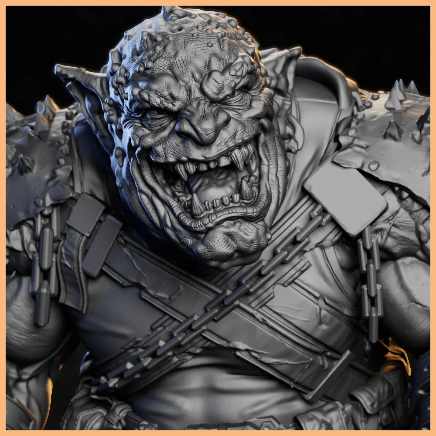 The GrimSpoil Iron Grin Mob Hammer Brute, a hulking Ork figure, ready for battle in a dark fantasy setting.