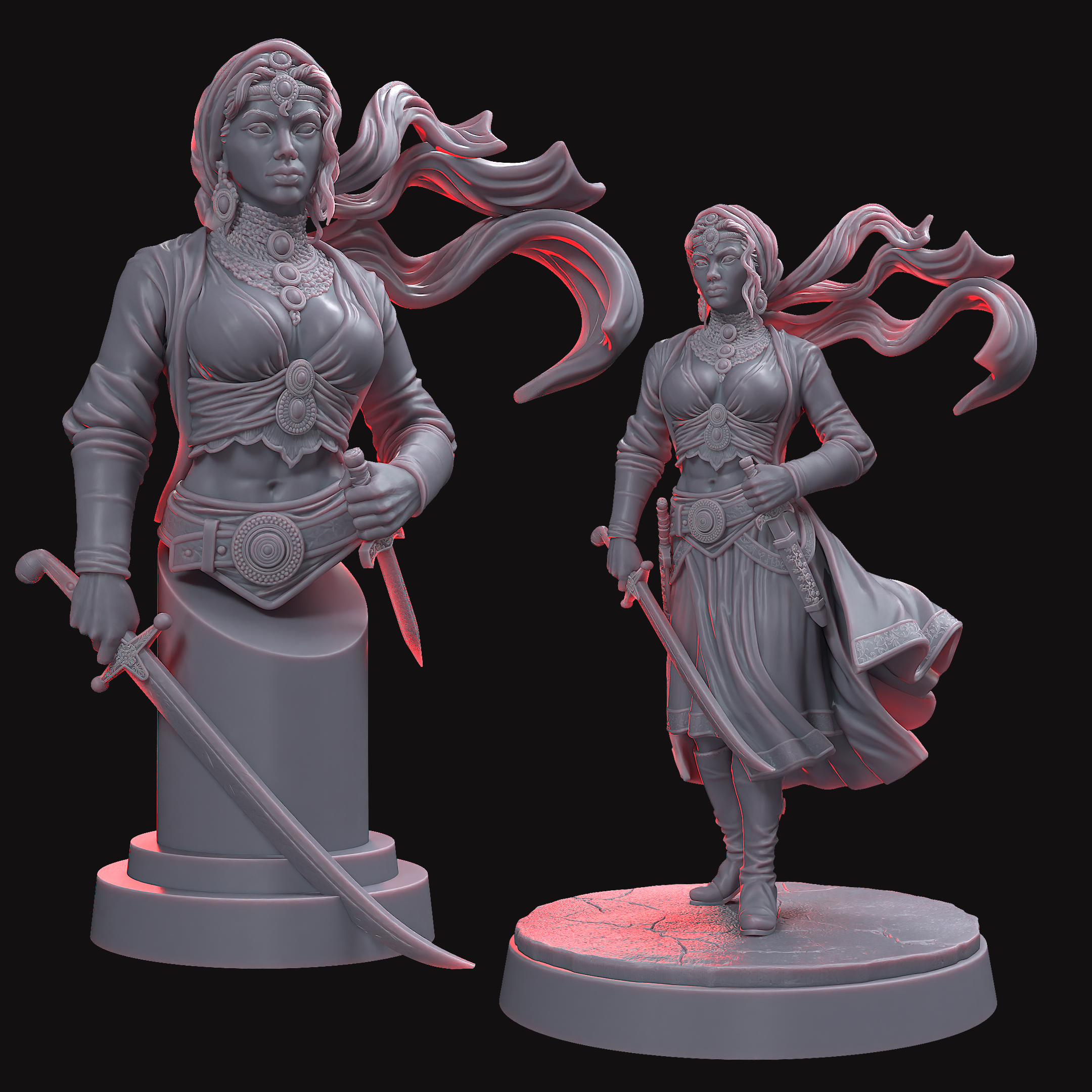 SELHIRA AL-ZAHRA🔪THE BLADE OF EXILE ⚔️ Bust & Mini STL File