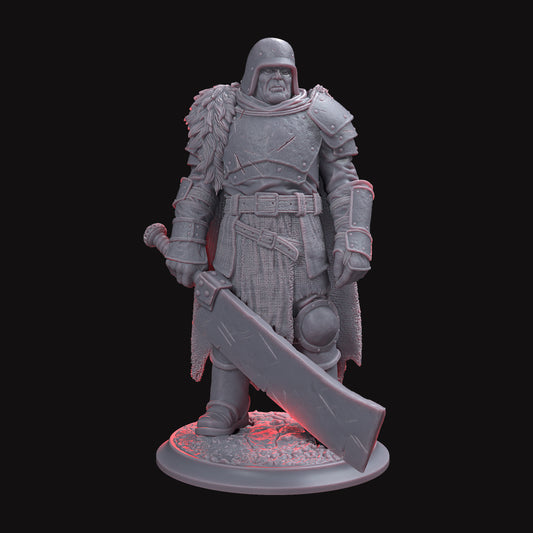 Sir Wulfric The Grim – Dark Fantasy Miniature STL File for 3D Printing