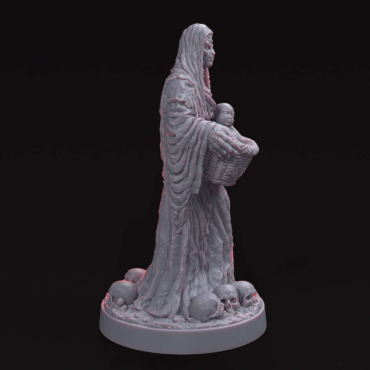 LA COVA-AMA, THE CAVE MOTHER STL File displayed among mystical elements, capturing her role as a guardian in folklore.