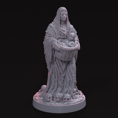 LA COVA-AMA, THE CAVE MOTHER STL File sculpture in a dramatic pose, embodying folklore with an eerie yet powerful presence.