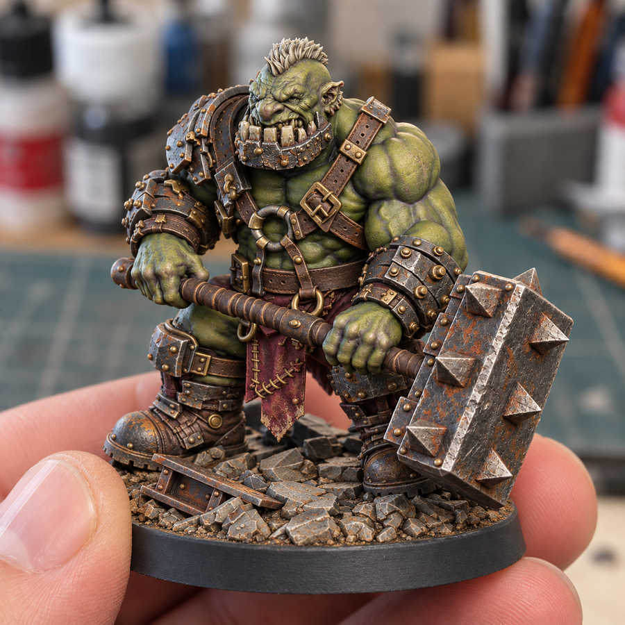 AI paint concept: olive skin, weathered iron, rust and burgundy.