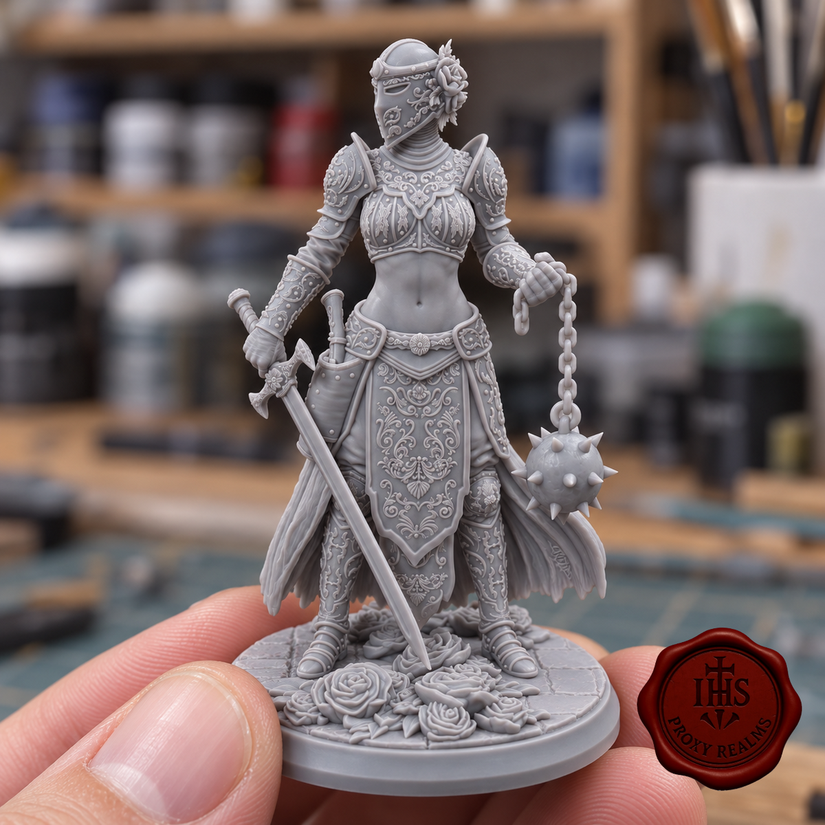 The Iron Rose of Lisboa | Female Knight Resin Miniature | Physical 3D Print