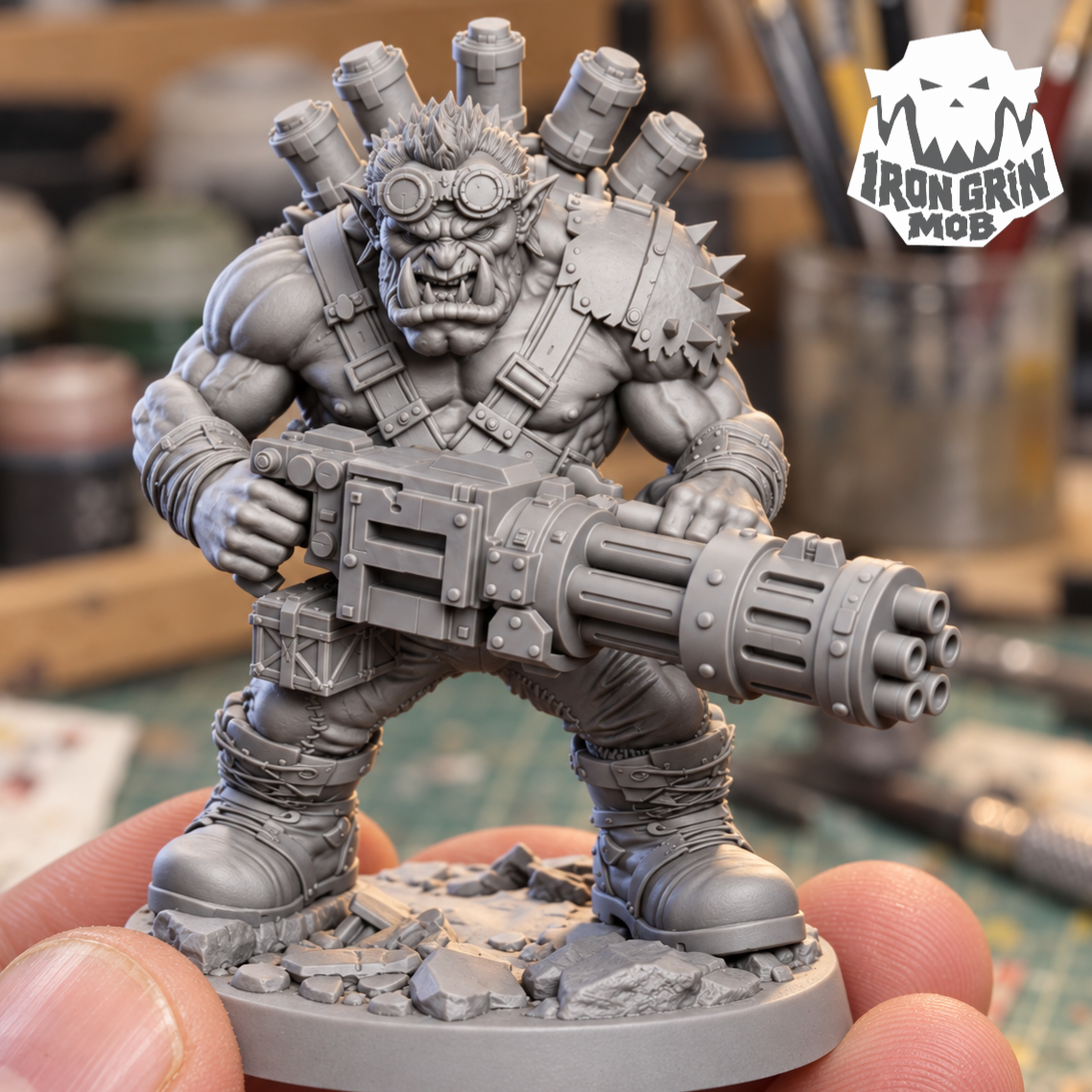 Rukk Ammochug – Iron Grin Mob Ork Miniature | 16K Resin Physical Print
