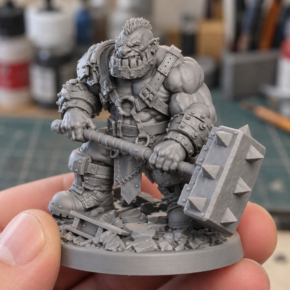 Kronk Ironchin – 40mm GrimSpoil Ogre Miniature | 16K Resin Physical Print
